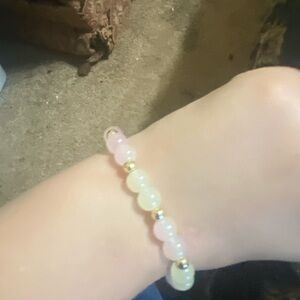 Pink glass bead bracelet